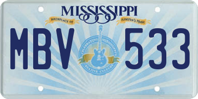 MS license plate MBV533