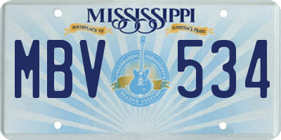 MS license plate MBV534