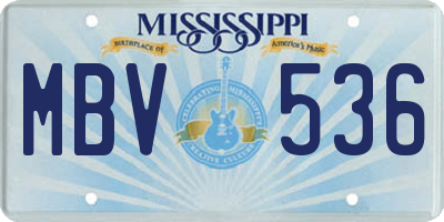 MS license plate MBV536