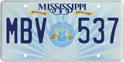 MS license plate MBV537