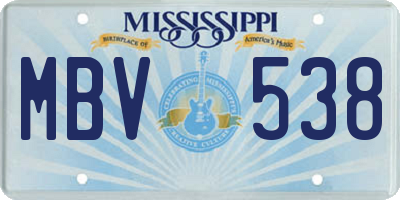 MS license plate MBV538