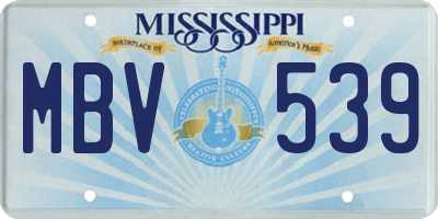 MS license plate MBV539