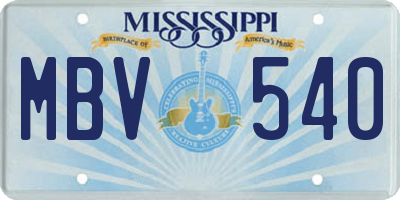 MS license plate MBV540