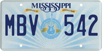 MS license plate MBV542