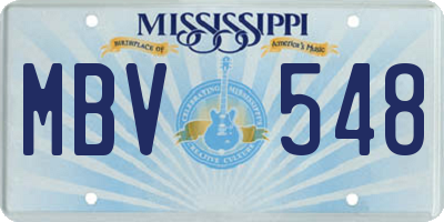 MS license plate MBV548