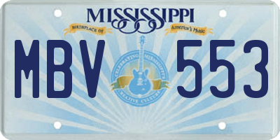 MS license plate MBV553