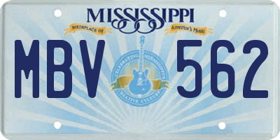 MS license plate MBV562
