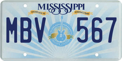 MS license plate MBV567