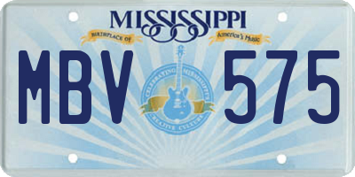 MS license plate MBV575