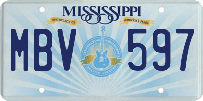 MS license plate MBV597