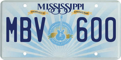 MS license plate MBV600