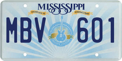 MS license plate MBV601