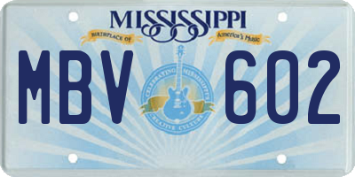 MS license plate MBV602