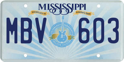 MS license plate MBV603
