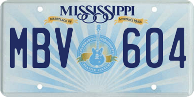 MS license plate MBV604