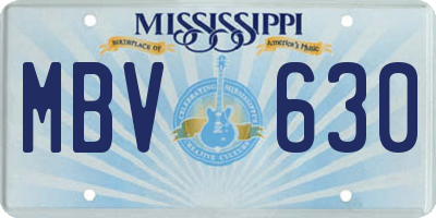 MS license plate MBV630