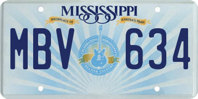 MS license plate MBV634