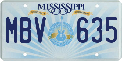MS license plate MBV635