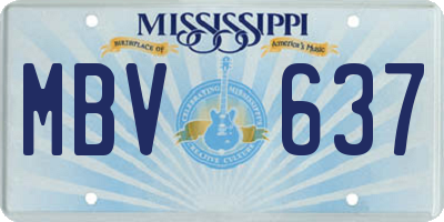 MS license plate MBV637