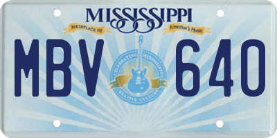 MS license plate MBV640