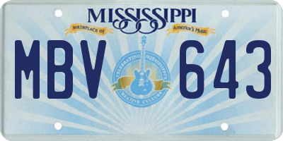 MS license plate MBV643