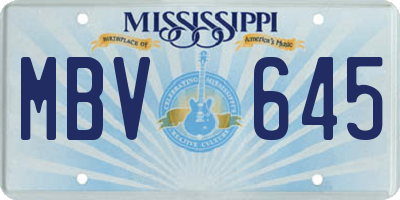 MS license plate MBV645