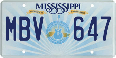 MS license plate MBV647