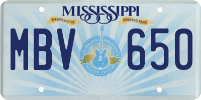 MS license plate MBV650