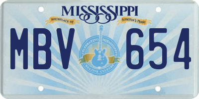 MS license plate MBV654
