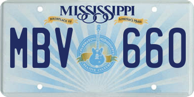 MS license plate MBV660