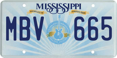 MS license plate MBV665