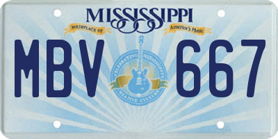 MS license plate MBV667