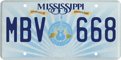 MS license plate MBV668