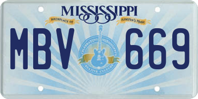 MS license plate MBV669