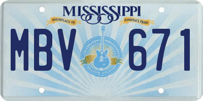 MS license plate MBV671