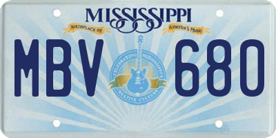 MS license plate MBV680