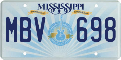 MS license plate MBV698