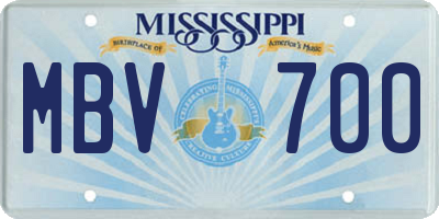 MS license plate MBV700