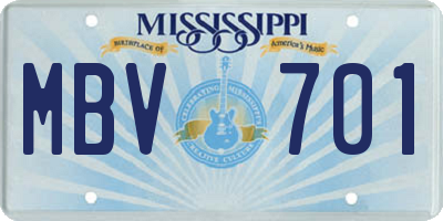MS license plate MBV701