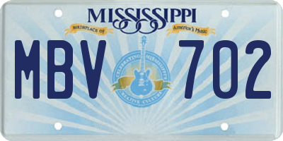 MS license plate MBV702