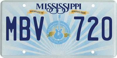 MS license plate MBV720