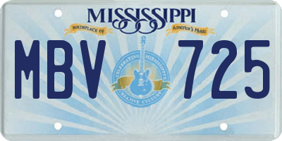 MS license plate MBV725