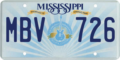MS license plate MBV726