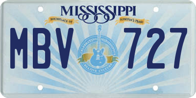MS license plate MBV727