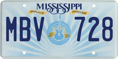 MS license plate MBV728