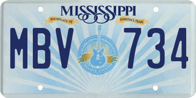 MS license plate MBV734
