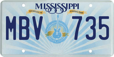 MS license plate MBV735