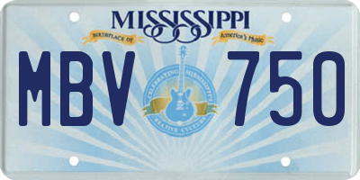 MS license plate MBV750