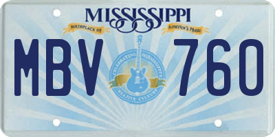 MS license plate MBV760