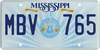 MS license plate MBV765